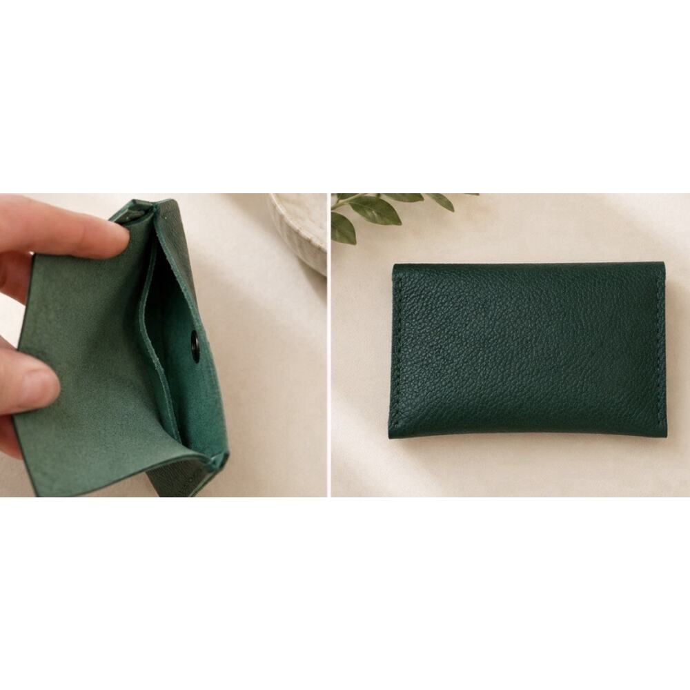 Portland Leather Goods Envelope Wallet Bacalar Green Leather Coin Pouch New - Picture 4 of 4
